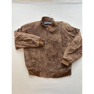 STYLE AUTO Mens Brown Suede Bomber Jacket Racing World Championship Legend M
